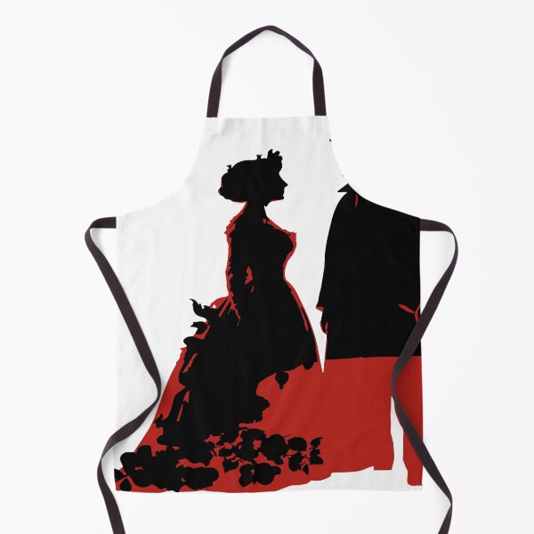 Item preview, Black and red silhouette of a man and woman in wedding attire getting married designed and sold by janedewaard.
