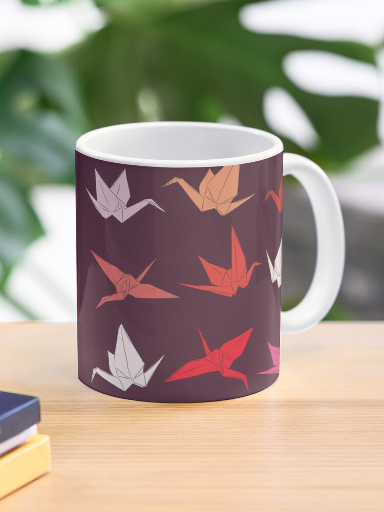 Japanese Origami paper cranes sketch, symbol of happiness, luck