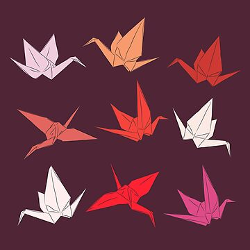 Japanese Origami paper cranes symbol of happiness, luck and longevity Wall  Mural by EkaterinaP