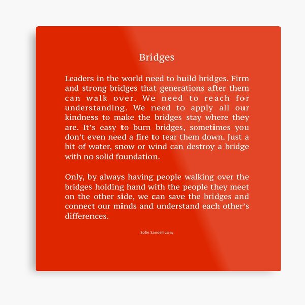 Bridges - poem by Sofie Sandell  Metal Print