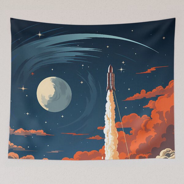 Item preview, A Rocket Ship Blasting Off Into Space designed and sold by alacaz.