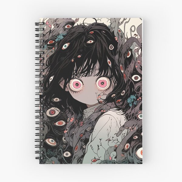 Item preview, Creepy Haunted Anime Girl Surrounded by Eyes designed and sold by bubblegoth.