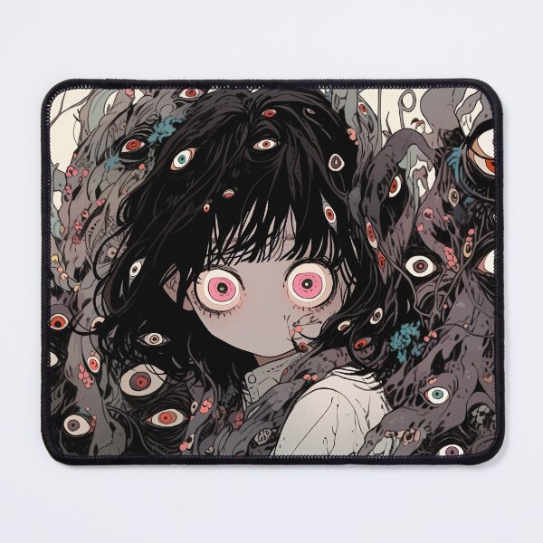 Item preview, Creepy Haunted Anime Girl Surrounded by Eyes designed and sold by bubblegoth.