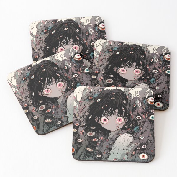 Item preview, Creepy Haunted Anime Girl Surrounded by Eyes designed and sold by bubblegoth.
