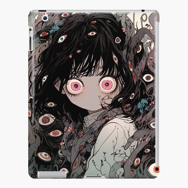 anime girl with scary eyes, t-shirt , phone cases | iPad Case & Skin