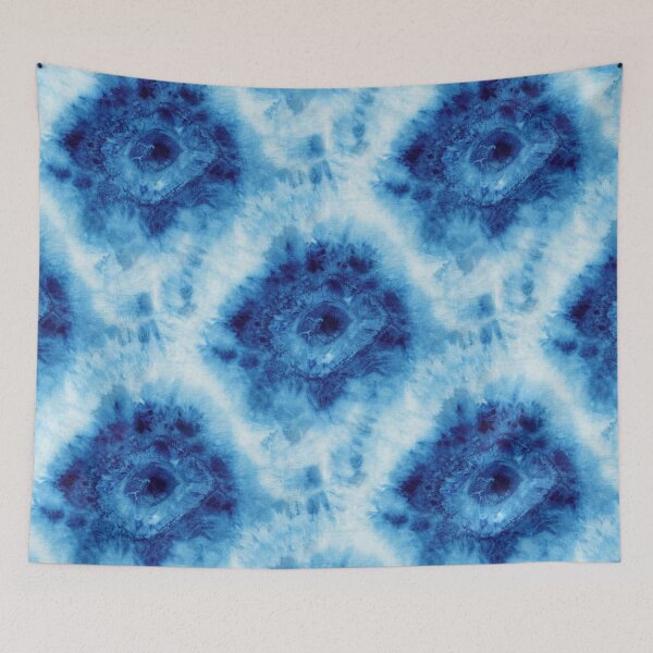 Item preview, Seamless tie-dye pattern of indigo color on white silk.  Shibori dyeing. designed and sold by lamarmarina.