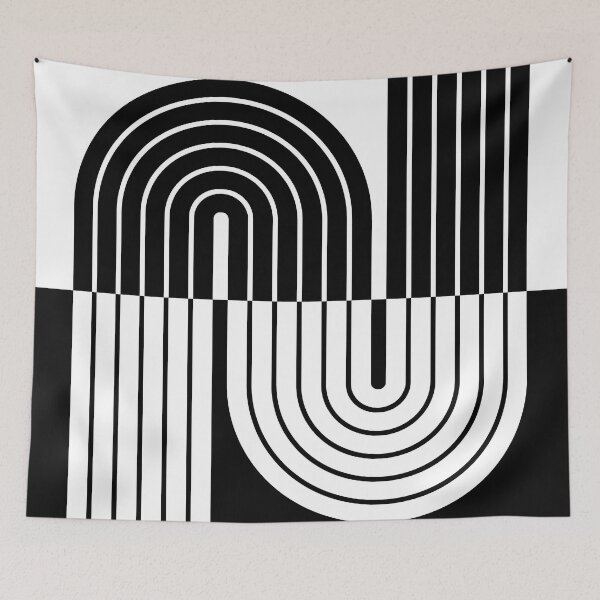 Item preview, 70s Retro Vintage Style Geometric Design 338 Black and White designed and sold by tonymagnerart.