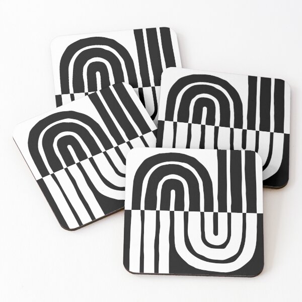 Item preview, 70s Retro Vintage Style Geometric Design 340 Black and White designed and sold by tonymagnerart.