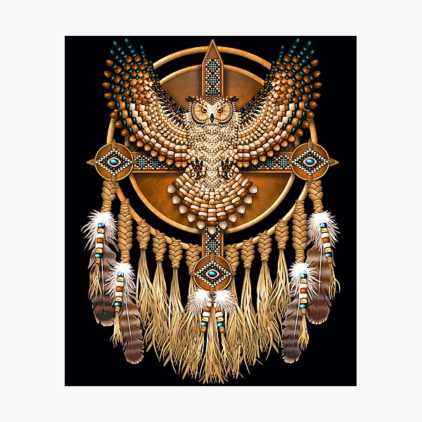 Item preview, Native American Beadwork Owl Mandala Canvas Print 	 designed and sold by dynoxyosf96.