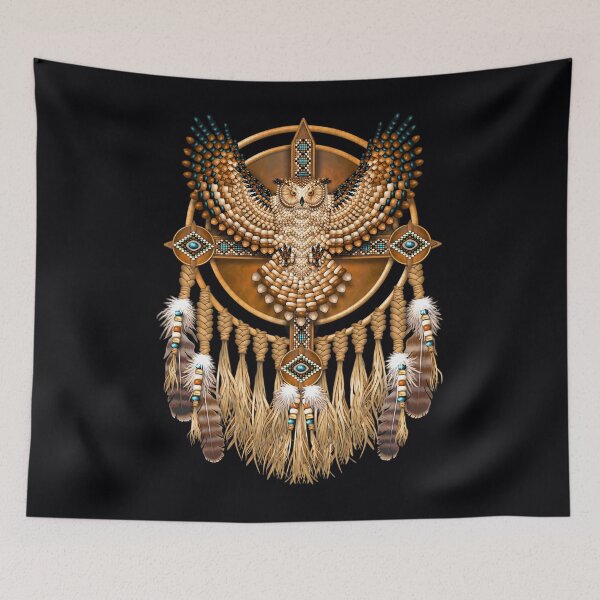Item preview, Native American Beadwork Owl Mandala Canvas Print 	 designed and sold by dynoxyosf96.
