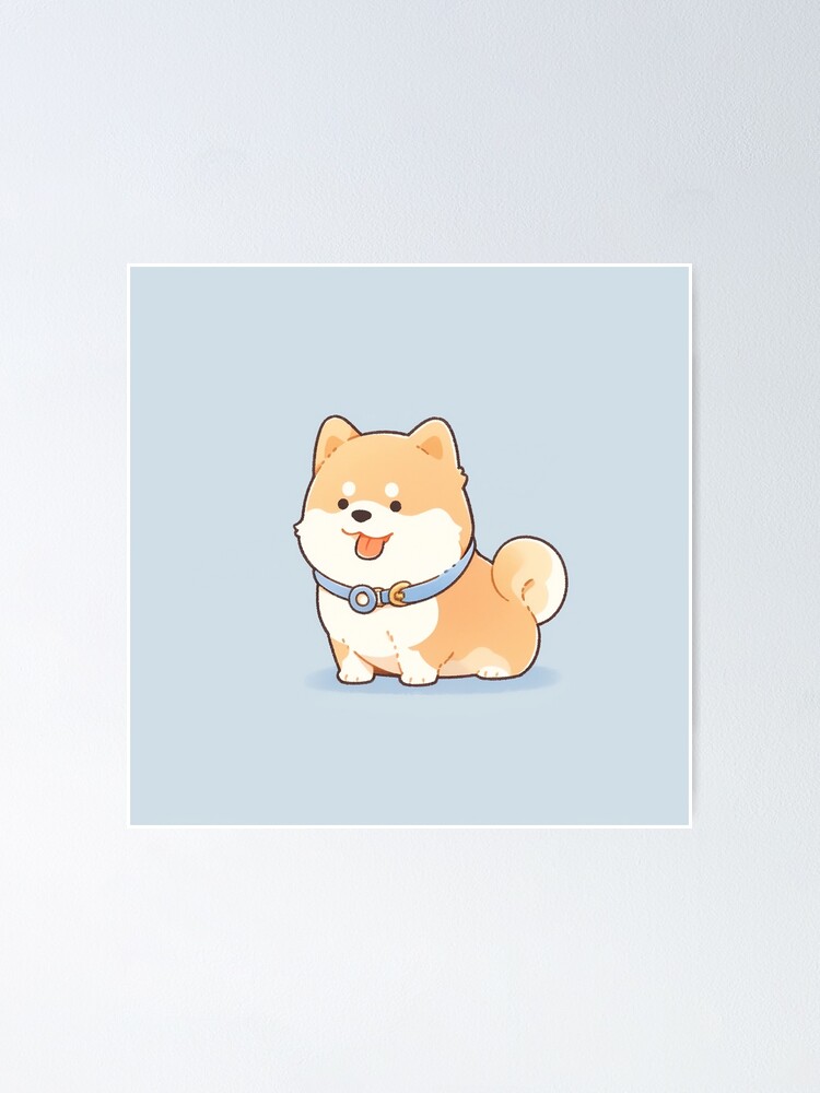 Cute Y2K Kawaii Mini Shiba Puppy Dog Blue Shirt