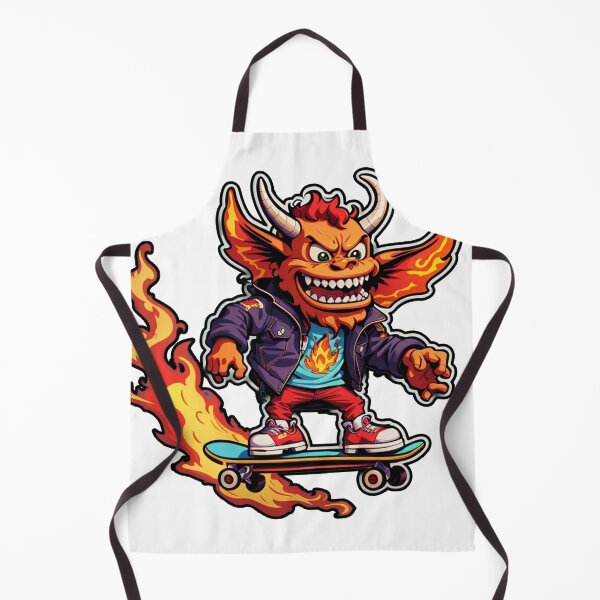 Item preview, Flaming Demon Skater - Hellish Style with Jean Jacket designed and sold by sadsapiens.