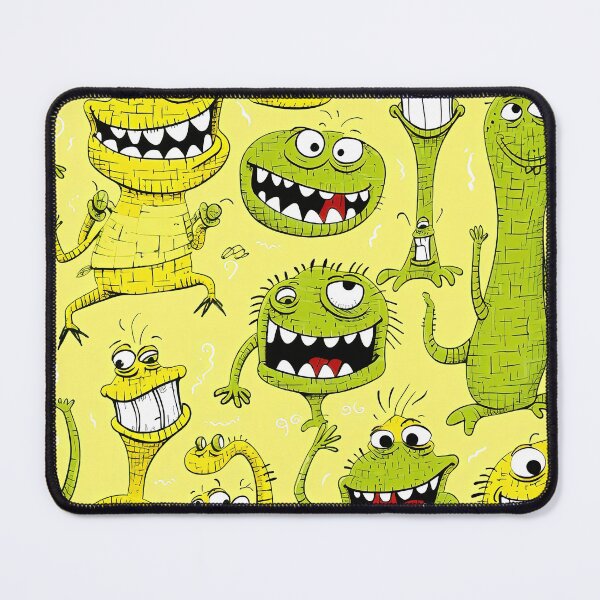 Item preview, Pattern with cute little green and yellow monsters designed and sold by libanmax.