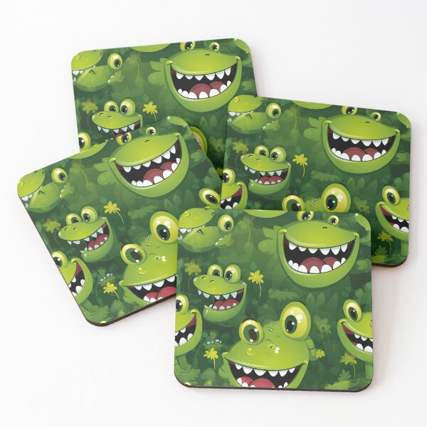 Item preview, Pattern with cute green frogs  designed and sold by libanmax.
