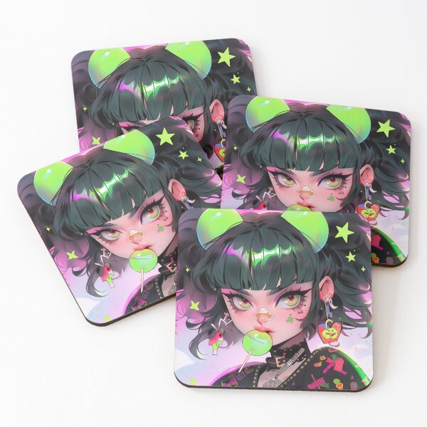 Item preview, Green Harajuku Sassy Lollipop Anime Girl designed and sold by bubblegoth.
