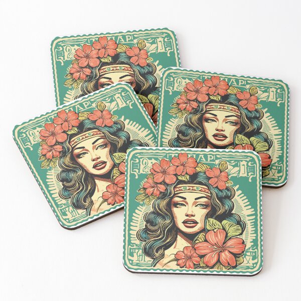 Item preview, Tiki Bar Surf Goddess Stamp designed and sold by TotallySpiffing.