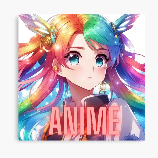 Cute rainbow hair anime boy