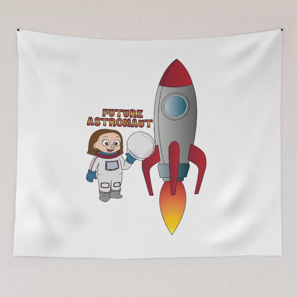 Item preview, 'Future Astronaut' girl with Rocket (Brunette) designed and sold by ThingsByNin.