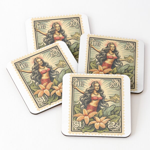 Item preview, Tiki Bar Surf Goddess Stamp designed and sold by TotallySpiffing.