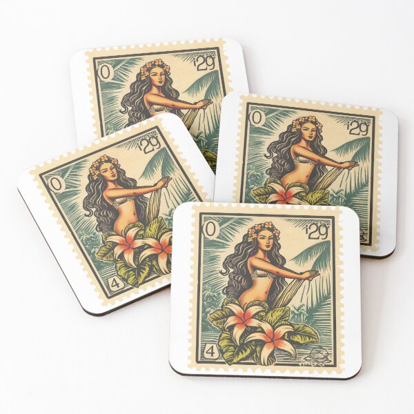 Item preview, Tiki Bar Surf Goddess Stamp designed and sold by TotallySpiffing.
