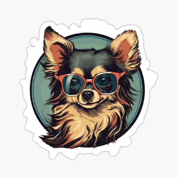 Item preview, Long Haired Chihuahua in Cool Sunglasses designed and sold by AntiqueImages.