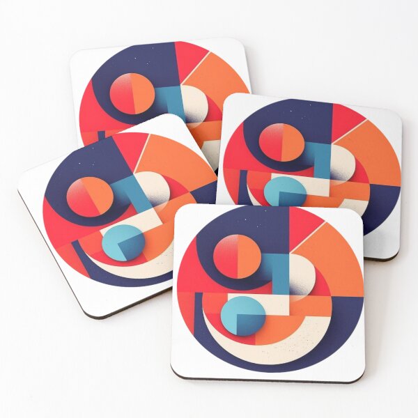Item preview, Geometrical Universe in RedShift: Bold Tondo Designs in Dark Orange & Light Navy on RedBubble designed and sold by Brand Uno Studio.