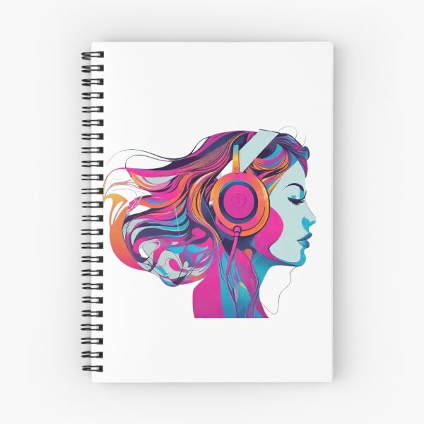 Item preview, Abstract outline of a woman with headphones listening to music tee shirt pink designed and sold by PodXDesigns.
