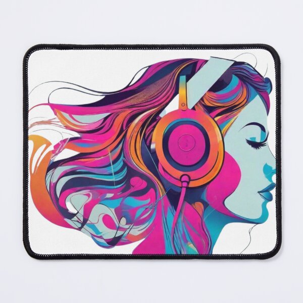 Item preview, Abstract outline of a woman with headphones listening to music tee shirt pink designed and sold by PodXDesigns.