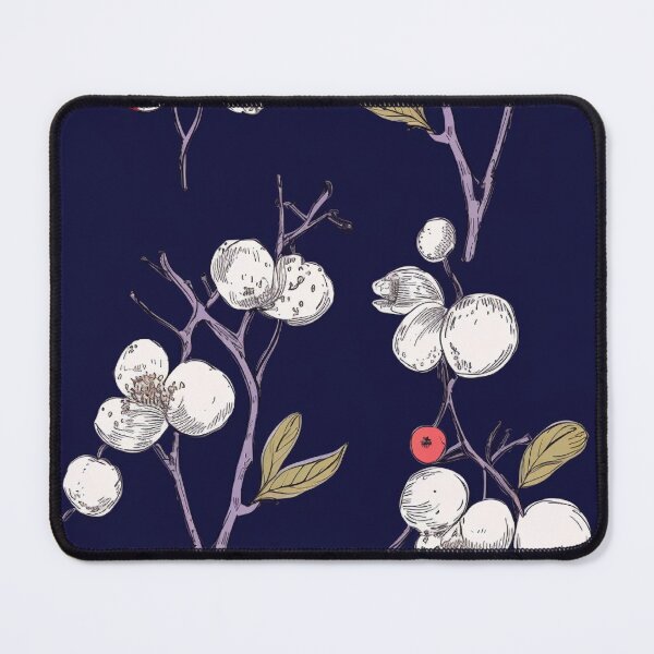 Item preview, White berry on navy blue background – FRUITS PATTERN 01 designed and sold by MadamPaperHazel.