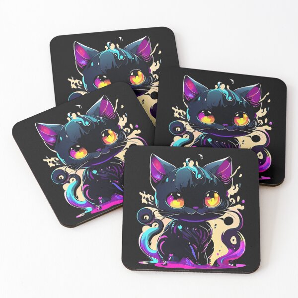 Item preview, Cat Slime Art (Black Ver.)- Whimsical Feline Playtime with Colorful Slime Creations! designed and sold by Watchara Aekcheen.