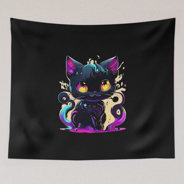 Item preview, Cat Slime Art (Black Ver.)- Whimsical Feline Playtime with Colorful Slime Creations! designed and sold by Watchara Aekcheen.