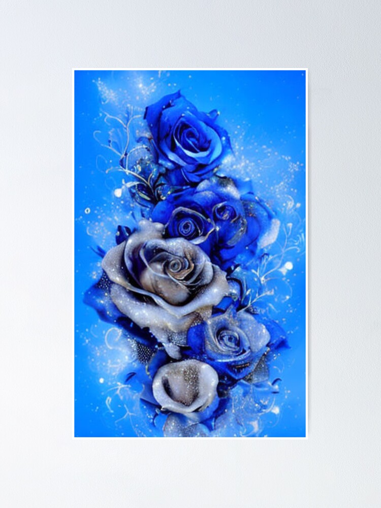 "Blue And White Roses Wall Art" Poster for Sale by Rell1970 Redbubble