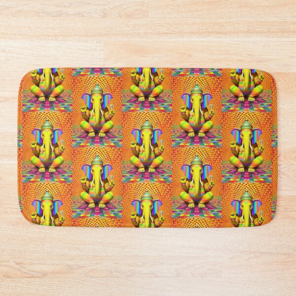 Item preview, Psychedelic Yellow Lord Ganesh - Op Art designed and sold by Mystikos Art.