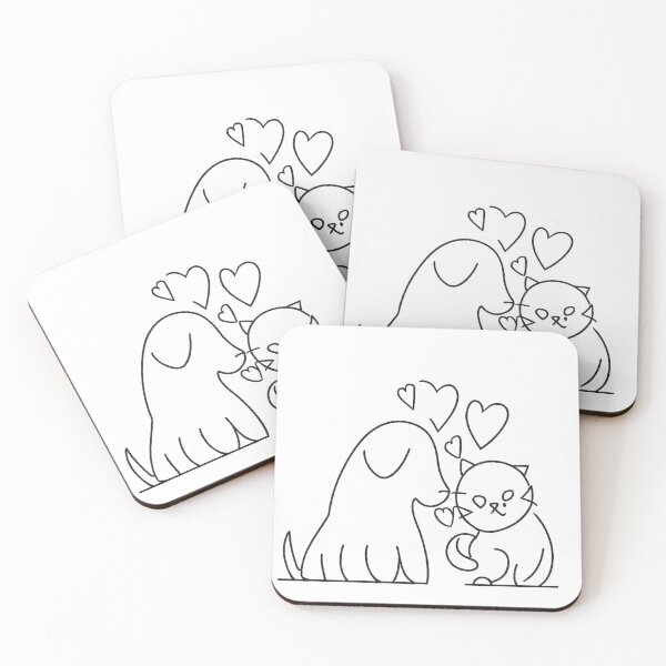 Item preview, Cat and Dog Love Line Art designed and sold by HcnDesigner.