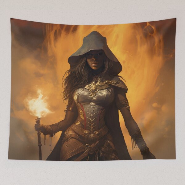 Item preview, Female Mage Wizard with Flame Staff designed and sold by 2Shooze.