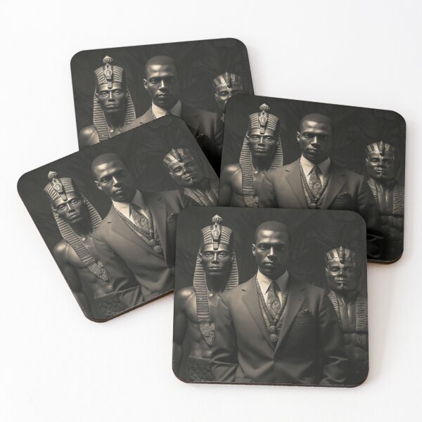 Item preview, Modern Pharoahs, Young black african businessman is standing in-between Ancient Egyptian Pharoahs designed and sold by jeanfmarc.