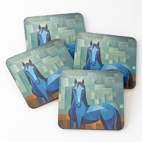 Item preview, Blue Cubism Horse Inside Stall designed and sold by YoPedro.