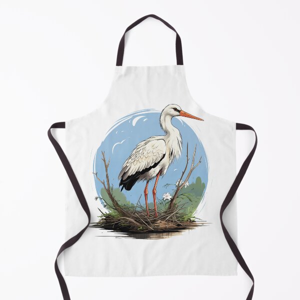 Item preview, White Stork Bird Lover Stork's Nest Sky designed and sold by LudwikeArts.