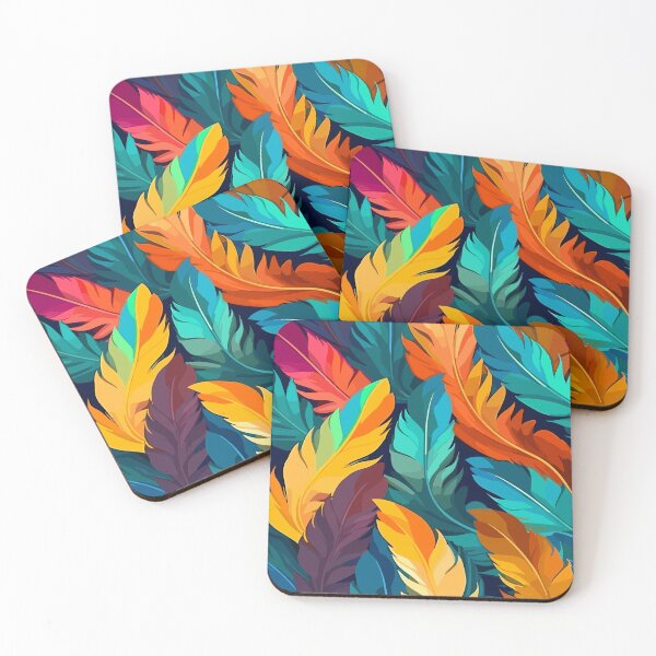 Item preview, Colorfull Feathers in blue and orange designed and sold by TrendEve.