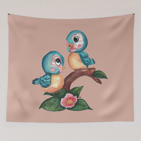 Item preview, Vintage Bluebirds on a branch designed and sold by The kitschy Citrus.
