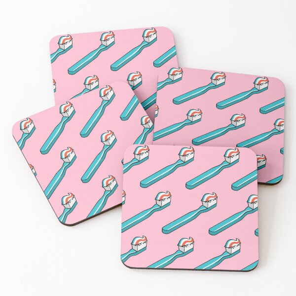 Item preview, toothbrushes - blue on pink designed and sold by littlearrow.