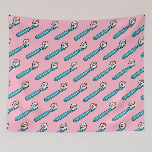 Item preview, toothbrushes - blue on pink designed and sold by littlearrow.