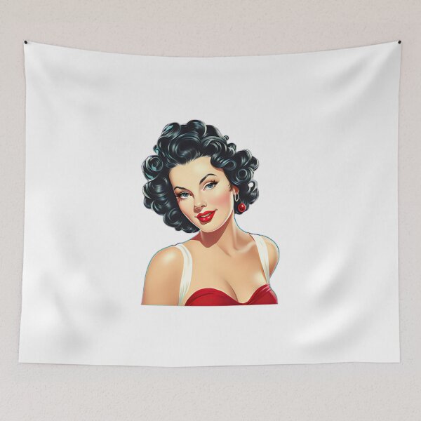 Artikelvorschau, Kraftvolles Vintage-Retro-Pinup-Porträt einer amerikanischen US-Amerikanerin entworfen und verkauft von BrandonArtWorld.