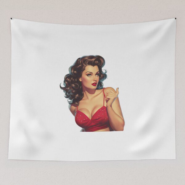 Artikelvorschau, Kraftvolles Vintage-Retro-Pinup-Porträt einer amerikanischen US-Amerikanerin entworfen und verkauft von BrandonArtWorld.