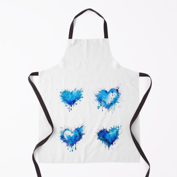 Item preview, 4 blue aquarelle hearts bundle set pack designed and sold by EmeraldeaArt.
