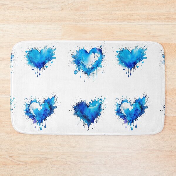 Item preview, 4 blue aquarelle hearts bundle set pack designed and sold by EmeraldeaArt.
