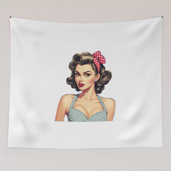 Artikelvorschau, Kraftvolles Vintage-Retro-Pinup-Porträt einer amerikanischen US-Amerikanerin entworfen und verkauft von BrandonArtWorld.