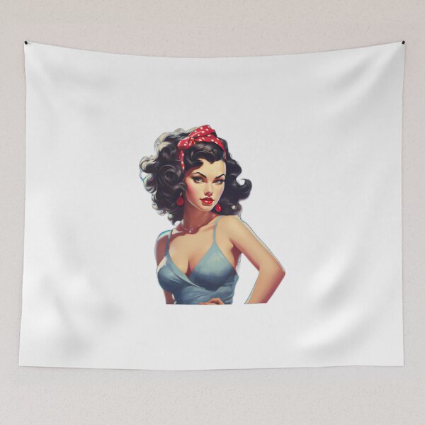 Artikelvorschau, Kraftvolles Vintage-Retro-Pinup-Porträt einer amerikanischen US-Amerikanerin entworfen und verkauft von BrandonArtWorld.