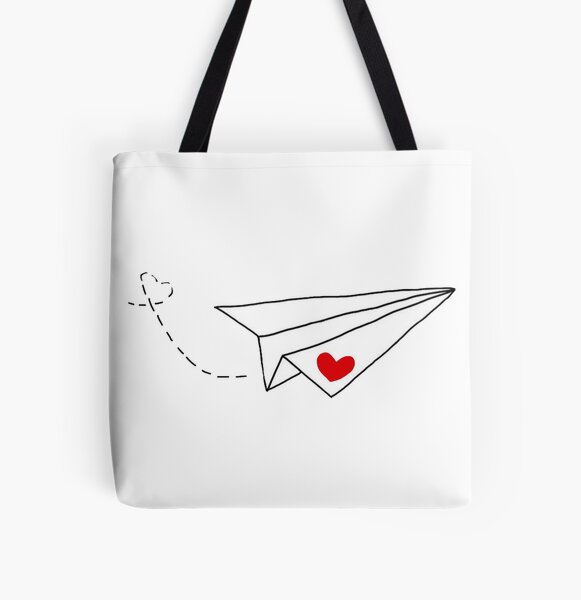 Paper Airplane Print Tote Bag, Large Travel Beach Shoulder Bag