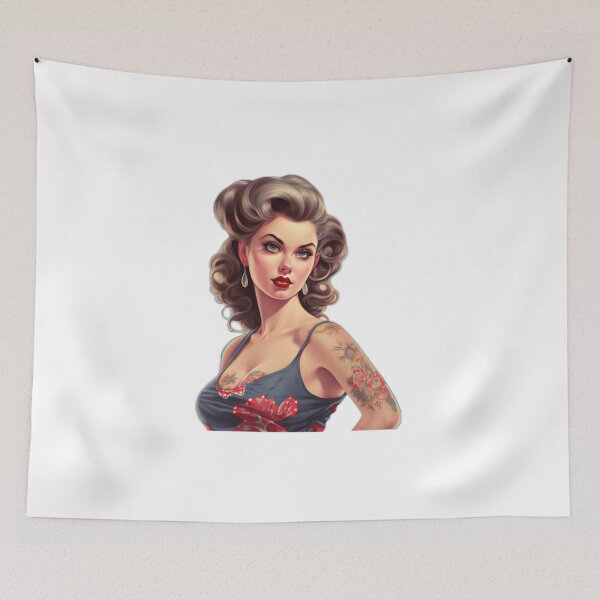 Artikelvorschau, Kraftvolles Vintage-Retro-Pinup-Porträt einer amerikanischen US-Amerikanerin entworfen und verkauft von BrandonArtWorld.